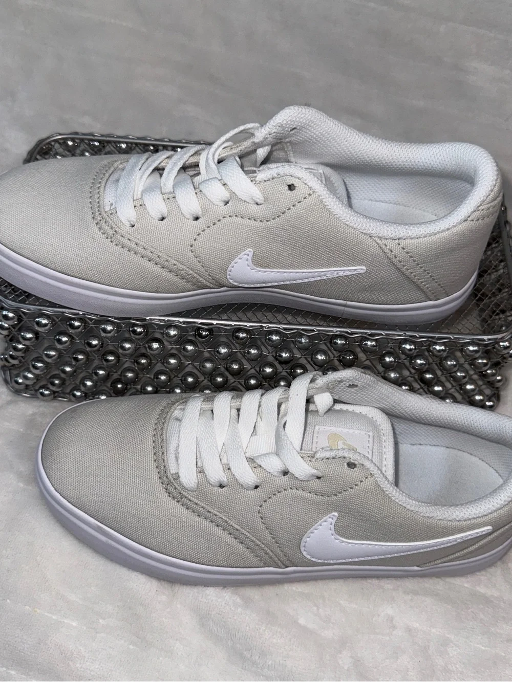 Nike SB Check CNVS GS Light Bone White Canvas Sneakers Youth 4Y NEW